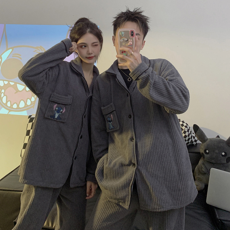 史迪仔情侣睡衣睡裤套装珊瑚绒秋冬季加绒加厚男女款法兰绒家居服,淘宝优惠券,粉丝福利购,淘宝优惠卷