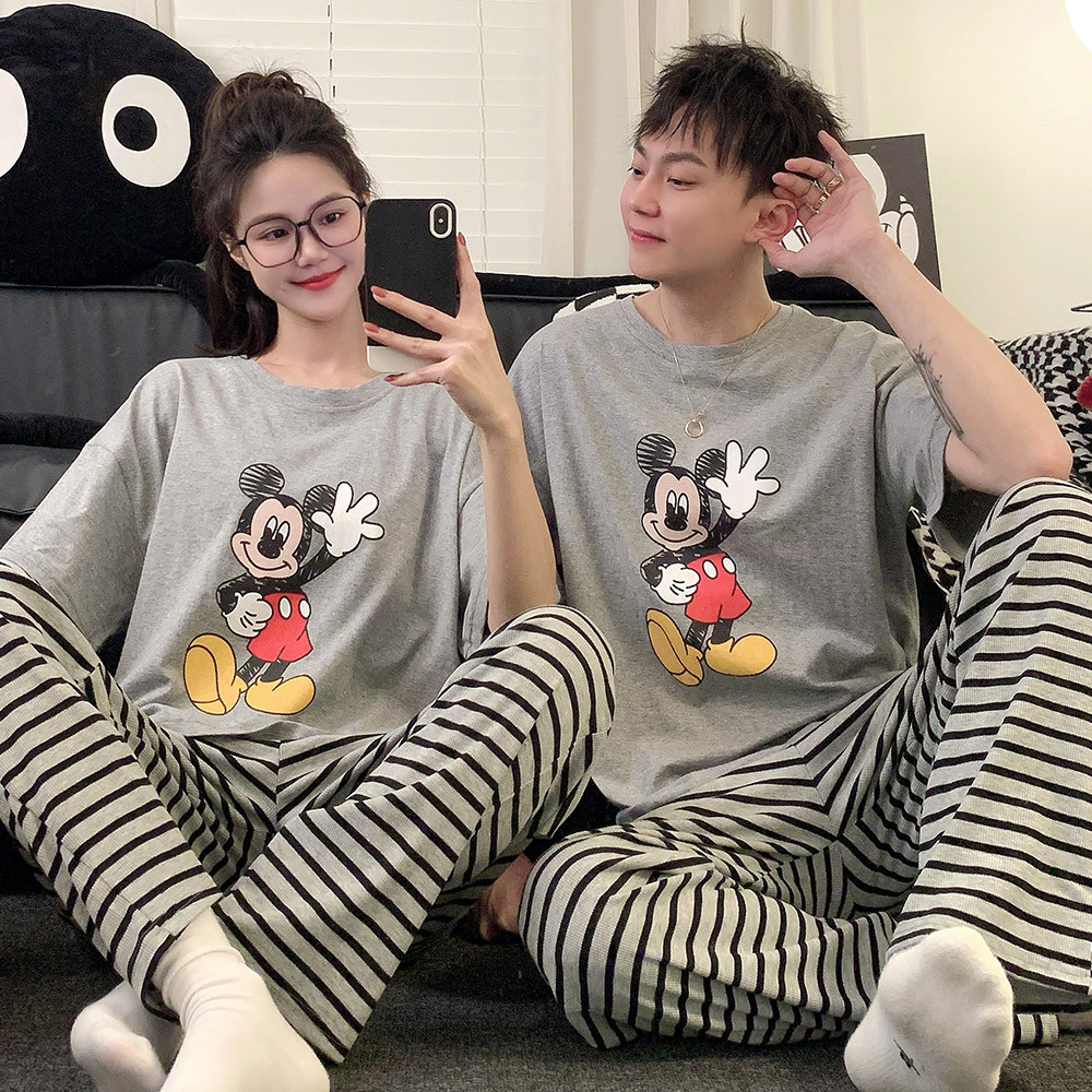 卡通睡衣套装女款春夏季新款男士纯棉短袖长裤薄款全棉情侣家居服,淘宝优惠券,粉丝福利购,淘宝优惠卷