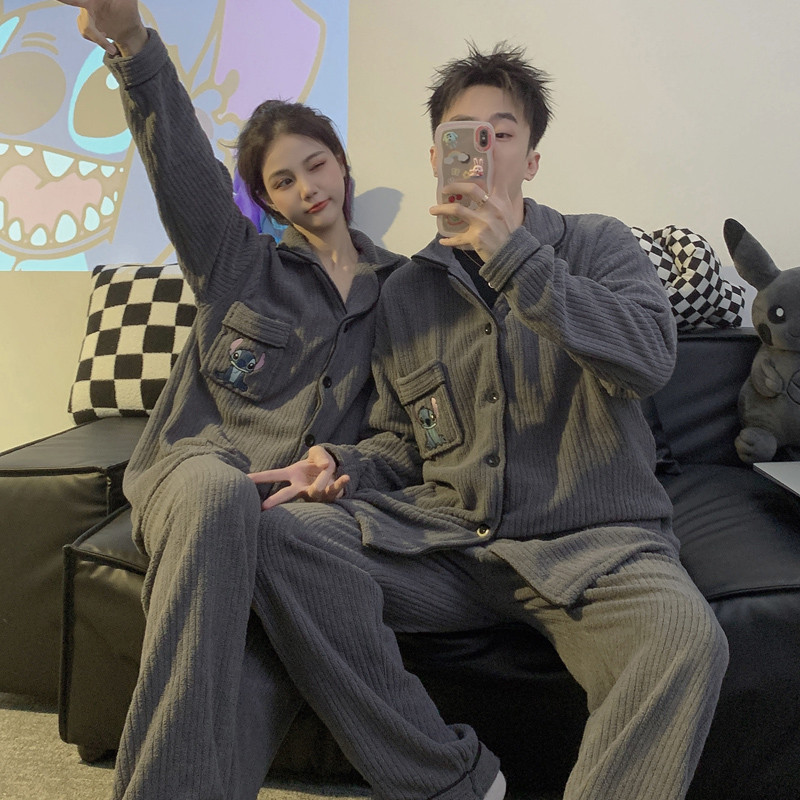 史迪仔情侣睡衣睡裤套装珊瑚绒秋冬季加绒加厚男女款法兰绒家居服,淘宝优惠券,粉丝福利购,淘宝优惠卷