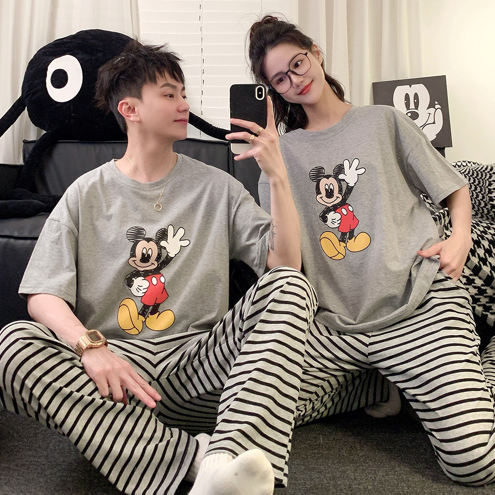 卡通睡衣套装女款春夏季新款男士纯棉短袖长裤薄款全棉情侣家居服,淘宝优惠券,粉丝福利购,淘宝优惠卷