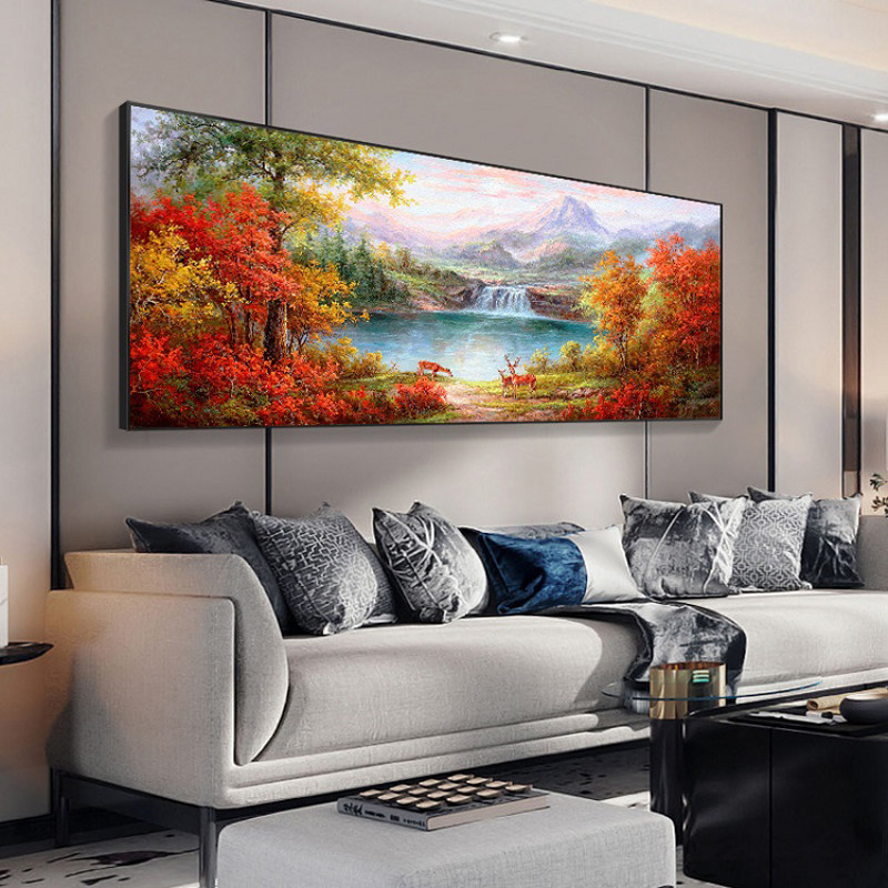 2022新款客厅DIY方钻满钻钻石画麋鹿瀑布聚宝盆粘贴钻十字绣带钻,淘宝优惠券,粉丝福利购,淘宝优惠卷