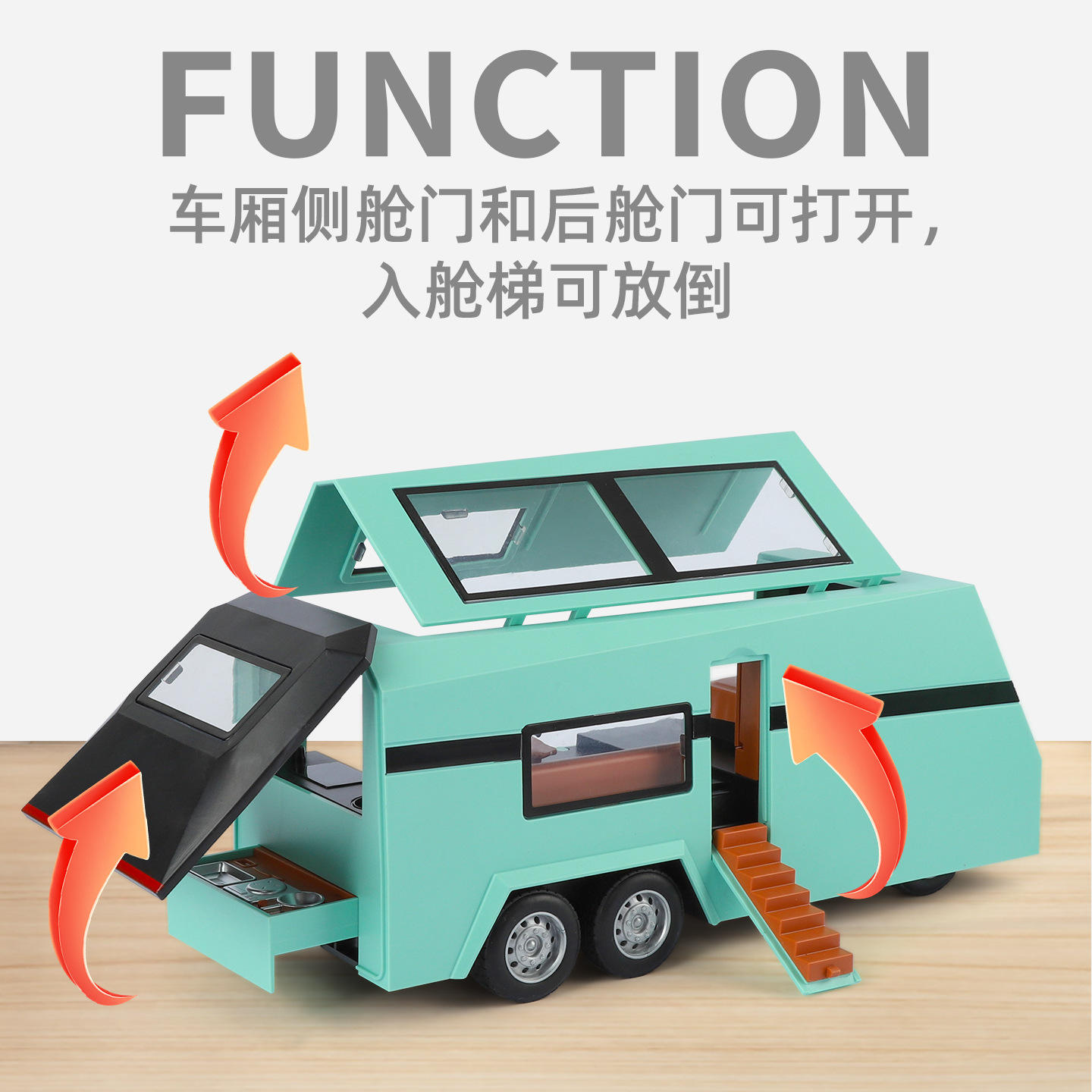 新豪迪1:24特思拉皮卡拖挂房车声光升级版玩具仿真合金车模型摆件 - 图1