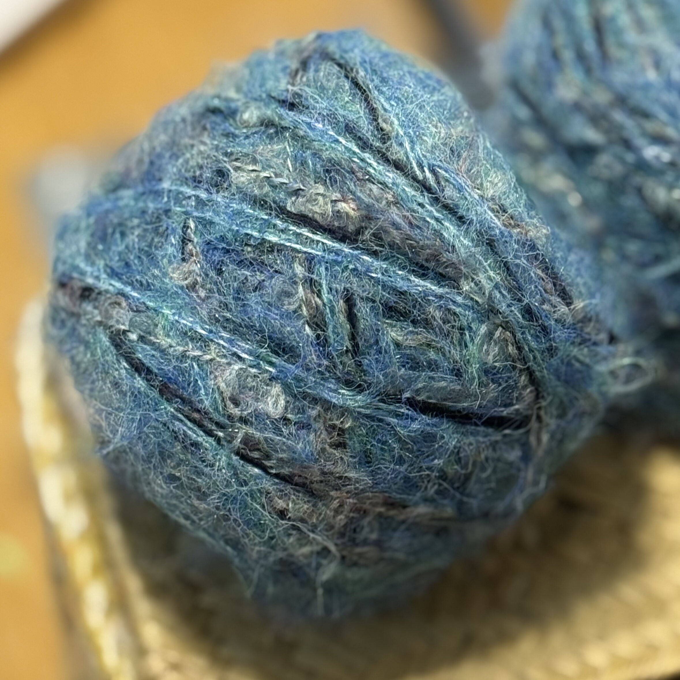 美拉德复古蓝色油彩巴恩风特色羊毛手混线编织围巾帽子包包毛衣线 - 图0