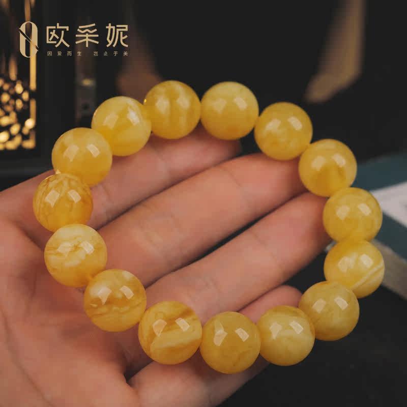 欧采妮蜜蜡手串单圈天然无优化手链 oucerny欧采妮手饰