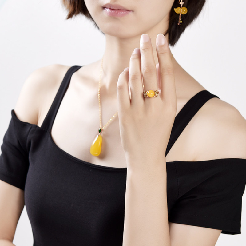 欧采妮天然波罗的海蜜蜡蜜蜡戒指 oucerny欧采妮手饰