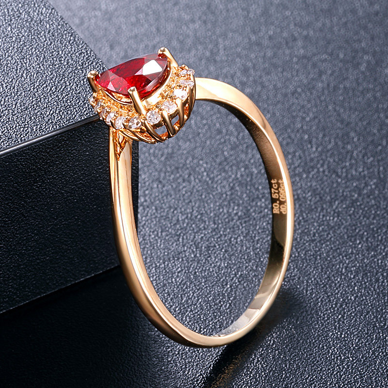 欧采妮红宝石18k玫瑰金镶嵌女戒 oucerny欧采妮手饰