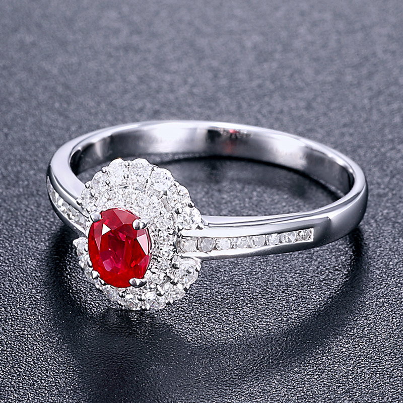 欧采妮红宝石18k白金伴钻宝石戒指 oucerny欧采妮手饰