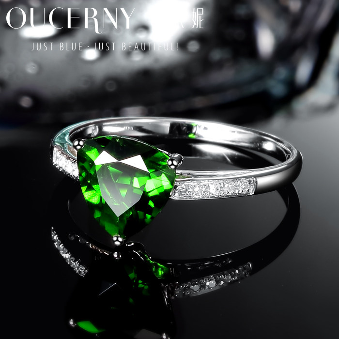 欧采妮18k金透辉石女镶嵌彩宝指环 oucerny欧采妮手饰
