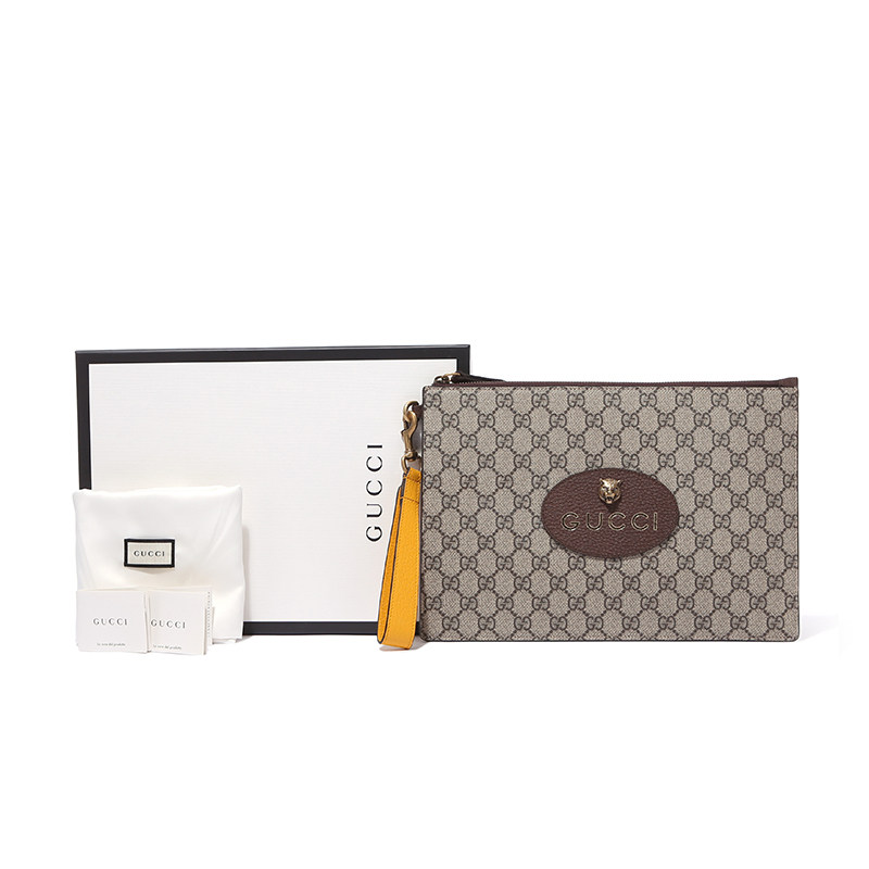 gucci /古驰男士手拿包金属人造革 万奢城男士包袋