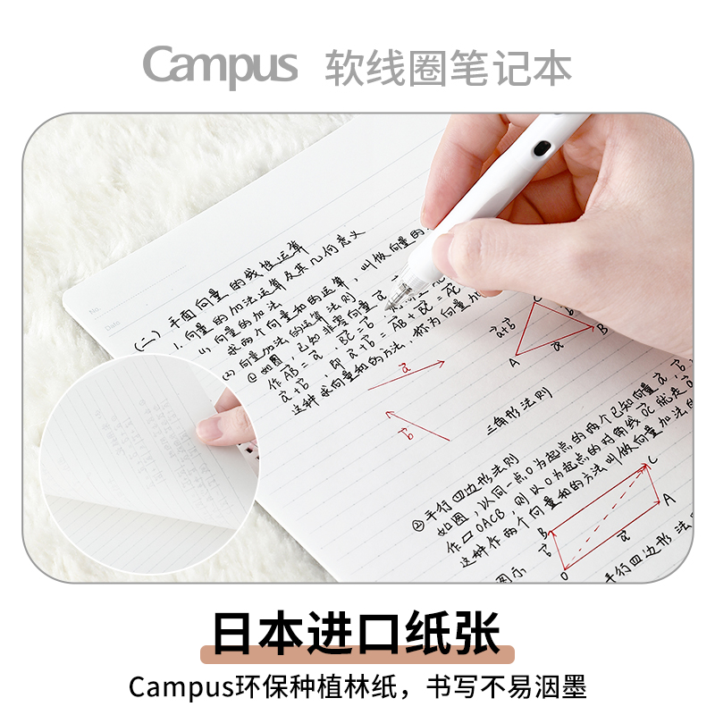 官方旗舰店 日本kokuyo国誉Campus SOFT RING系列笔记本子初高中生专用高颜值不硌手可爱b5毛茸茸软线圈本子 - 图1