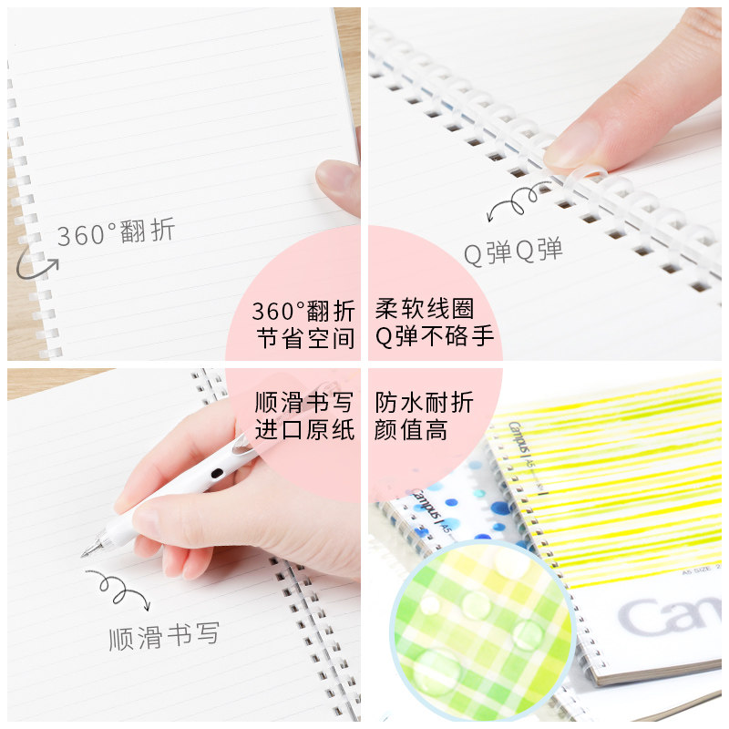 官方旗舰店日本kokuyo国誉水彩絮语系列soft Ring软线圈笔记本不硌手螺旋本8mm横线线圈本pvc封面防水记事本 Kokuyo国誉旗舰店