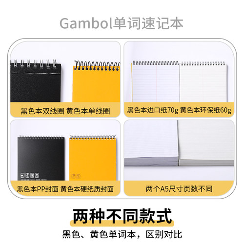 官方旗舰店 日本kokuyo国誉Gambol上翻本线圈本英语单词本考研速记小本笔记本螺旋线圈本子分栏笔记本a5/a6 - 图3