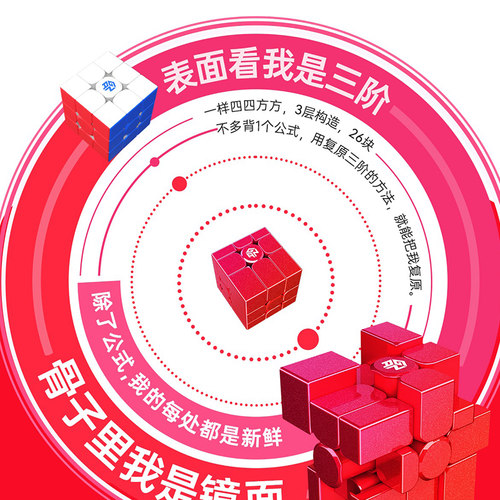 GAN镜面魔方UV钻面3阶异形磁力萌刻变形体比赛专用儿童益智玩具 - 图1