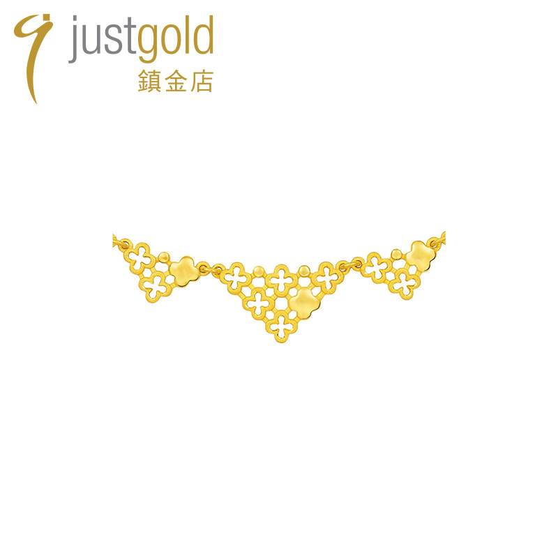 justgold镇金店繁花盛放足金黄金套链项链1420041Y-图0