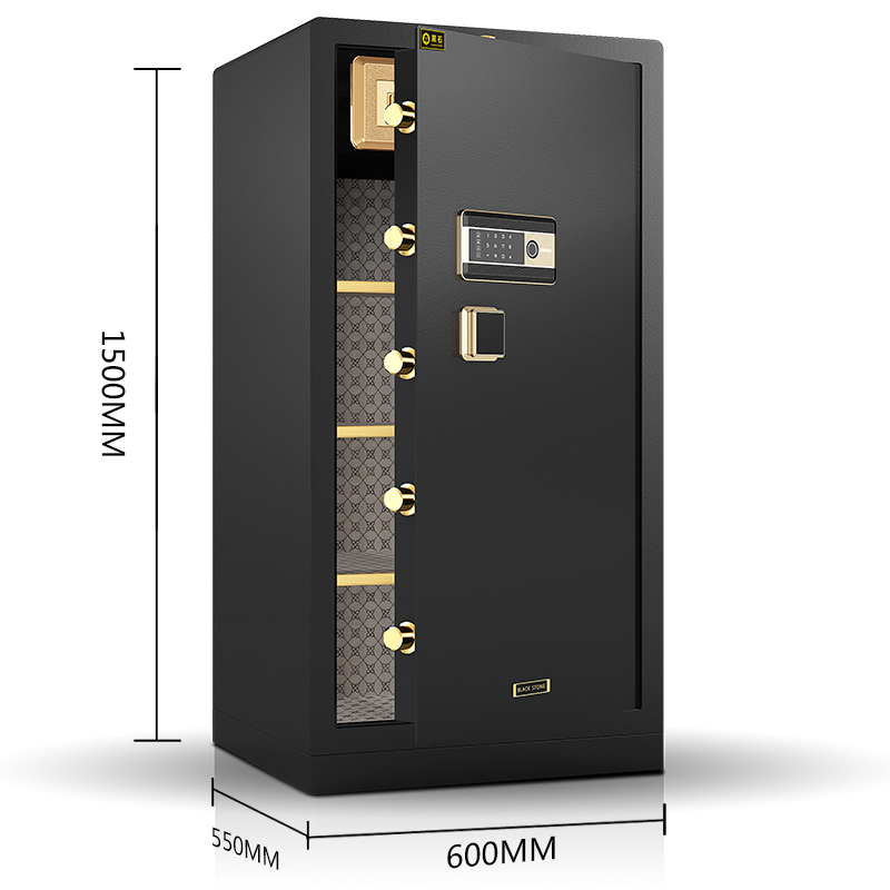 黑石保险柜家用小型保管箱夹万带抽屉指纹密码防盗入墙隐形保险箱-图0