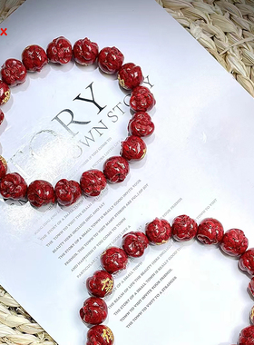 原矿朱砂高含量晶体手串透光佛公收藏品