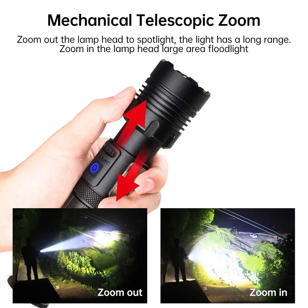 XHP120 Powerful LED Flashlight High Power Zoom Torch Light U-图3