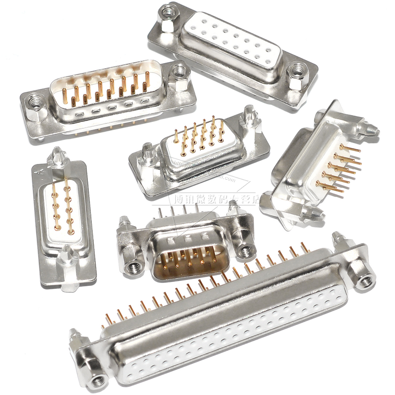 鱼叉型DB9/DP15/25/37圆针RS232串口接头带铆鱼公头母头插头VGA - 图1