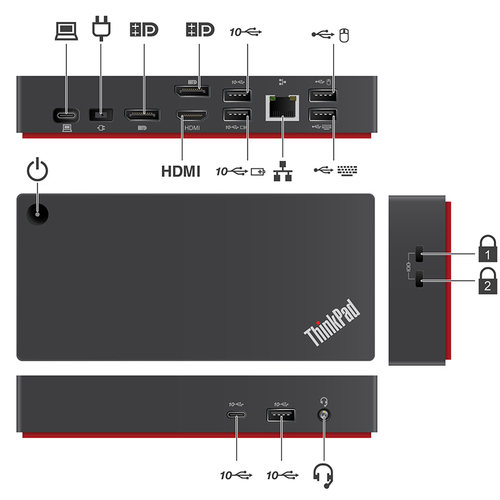 联想ThinkPad 第三代Type-C桌面扩展坞40AY0090CN 便携式坞站双4K - 图1