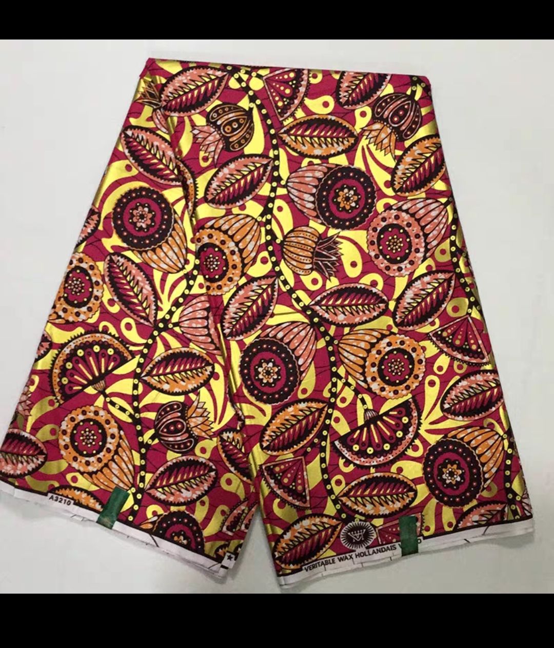 非洲烫金纯棉腊布Super high quality gold african wax fabric - 图0