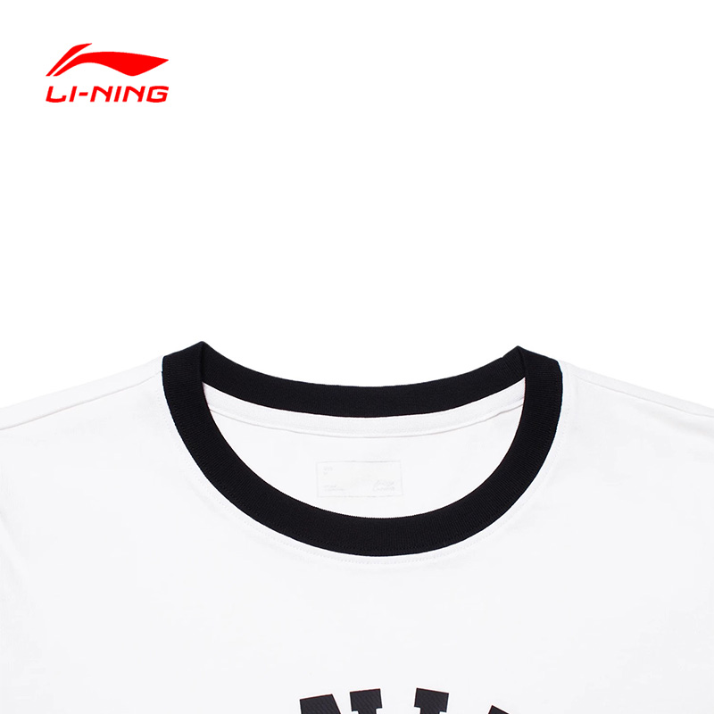 LI-NING/李宁夏季运动生活系列短袖宽松拼色圆领运动休闲T恤女款