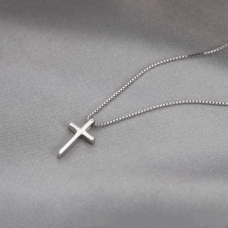 蒂奇简约小众s925纯银十字架项链女ins冷淡风十字感锁骨链潮 - 图2