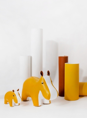 zuny芥末黄系列河马皮质雷龙摆件