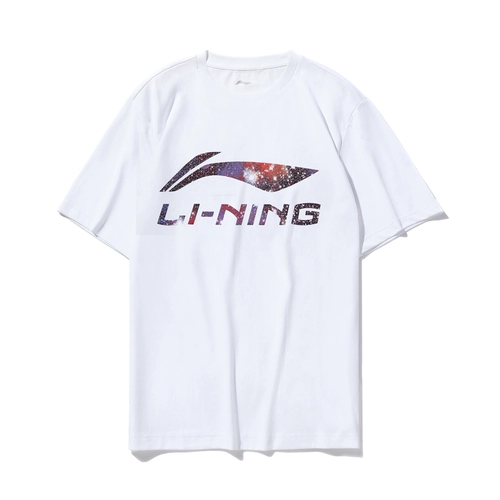 Li Ning, хлопковая дышащая быстросохнущая футболка с коротким рукавом с круглым воротником, спортивный костюм