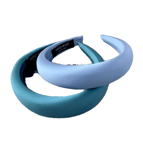 韩国进口高级感蓝色缎面高颅顶宽发箍春夏厚海绵头箍压发卡头饰女 - 图3