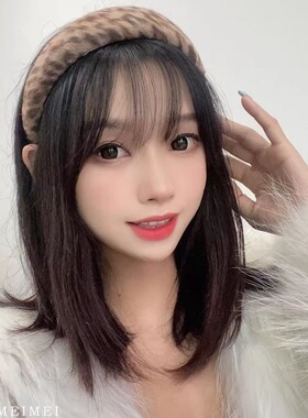 洋气时尚羊毛绒豹纹高颅顶发箍女