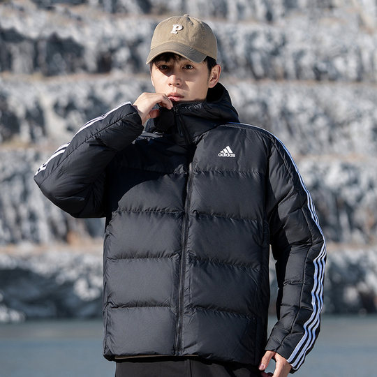 Мужской пуховик Adidas 2025, новое зимнее утепленное пальто с капюшоном, спортивная теплая куртка JN7478