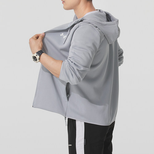 UA安德玛针织外套男装秋季新款连帽运动服跑步训练服休闲男士夹克 - 图1