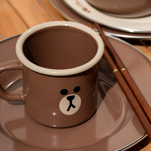 MU Gao di Line Friends Co -Crowner Brown Kentakillon кампания Портативная эмалевая эмалевая чашка кофейная чашка для водяной чашки