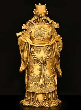 纯黄铜福禄寿三星摆件財神像