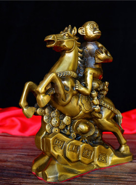 开运客厅纯铜马上封侯摆件