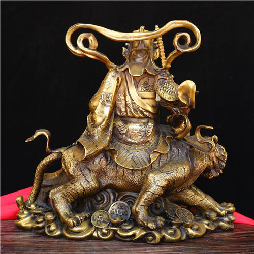 黄铜赵公明财神骑虎像纯铜武财神赵公明招财特大号 - 图2