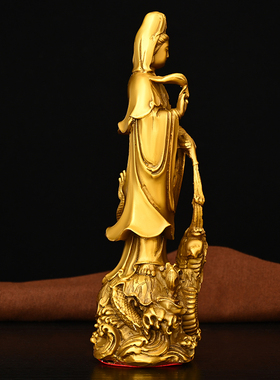 观世音菩萨摆件全铜乘龙骑龙观音