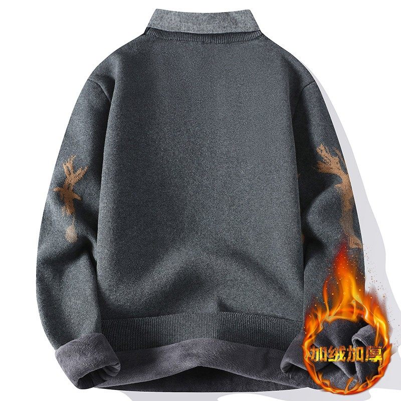 假两件毛衣男士纯棉冬季加绒打底针织衫休闲潮牌衬衫领男装毛线衣,淘宝优惠券,粉丝福利购,淘宝优惠卷