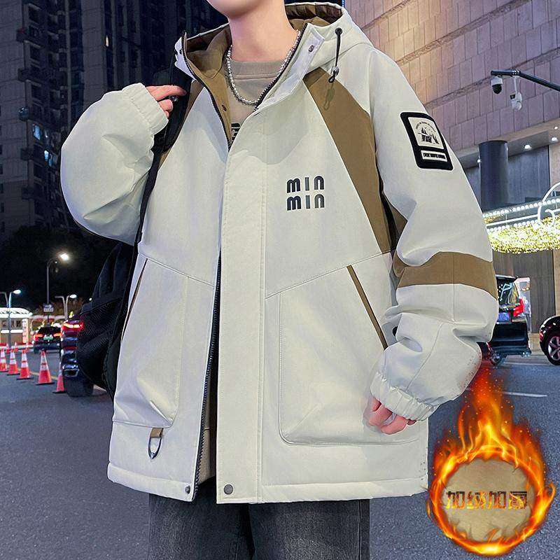 冲锋衣男冬季加绒加厚青少年男士连帽棉衣夹克外套初中生防寒棉服,淘宝优惠券,粉丝福利购,淘宝优惠卷