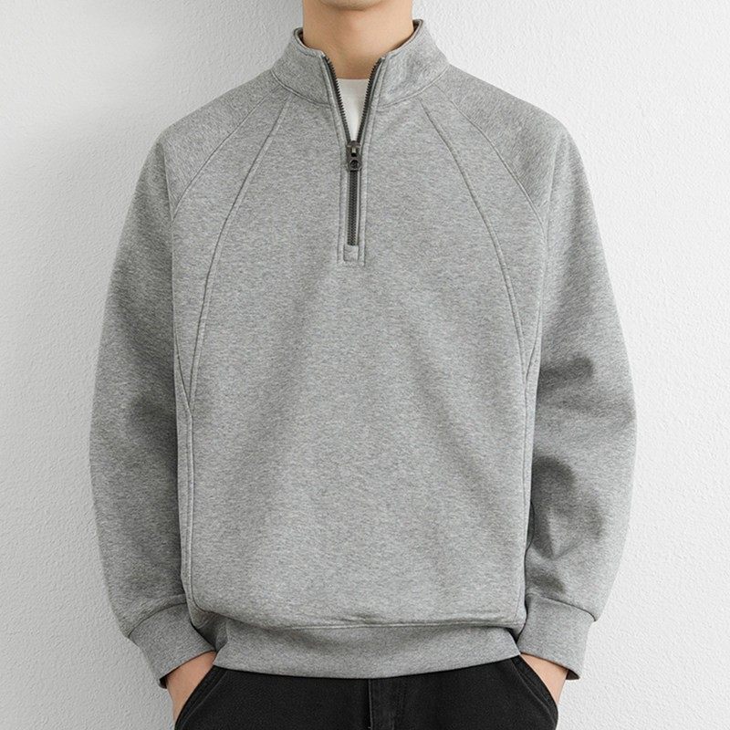 重磅半拉链男卫衣春秋冬季长袖T恤男士潮帅气时髦上衣内搭打底衫,淘宝优惠券,粉丝福利购,淘宝优惠卷
