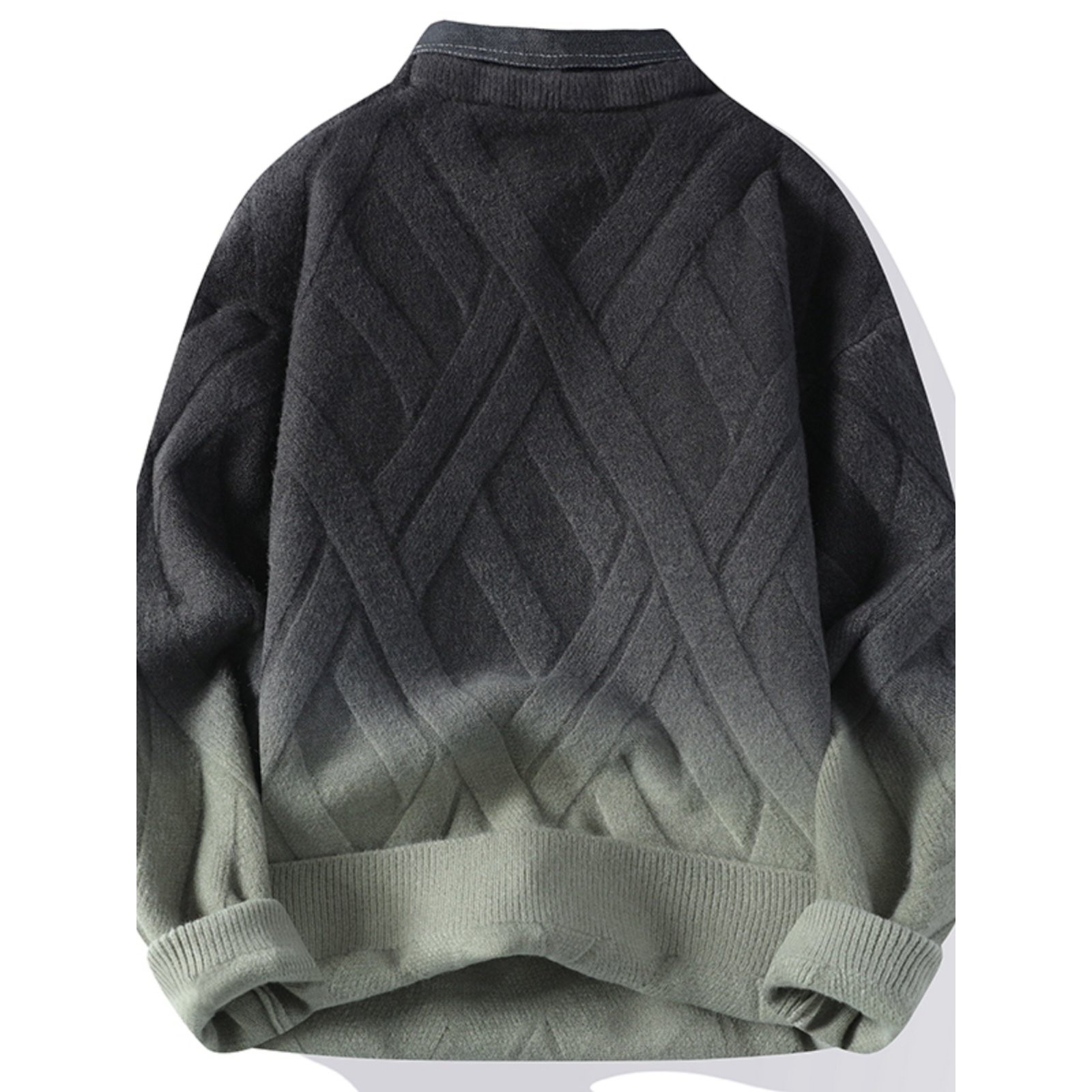 假两件毛衣男秋冬季2025新款衬衫领渐变色男士加绒加厚打底针织衫,淘宝优惠券,粉丝福利购,淘宝优惠卷