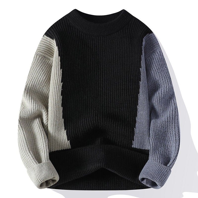 2025秋冬季新款假两件毛衣男士圆领线衣青少年加厚保暖打底针织衫,淘宝优惠券,粉丝福利购,淘宝优惠卷