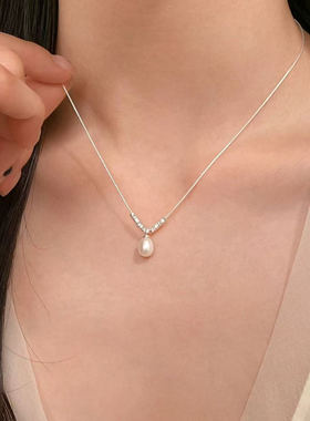 s925纯银天然珍珠碎银子项链2025新款爆款女新轻奢小众锁骨链配饰