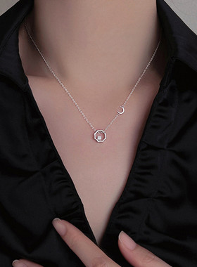 925纯银日月同辉项链轻奢小众设计锁骨链女2022年新款夏
