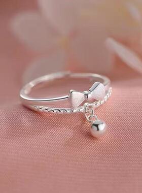 925镀银蝴蝶结戒指在逃公主小众设计开口戒女轻奢素圈高级感指环