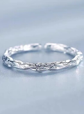 s925纯银高级感戒指女简约设计感小众轻奢素戒开口戒食指戒子素圈