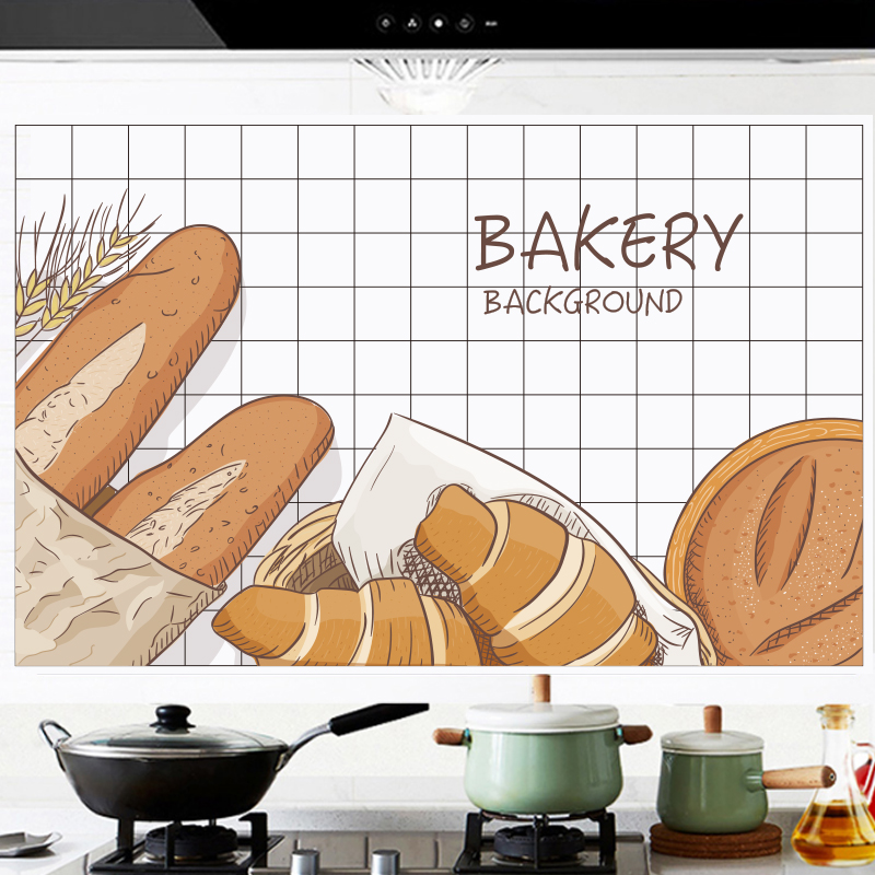 厨房防油贴纸卡通防水墙贴油烟机灶台防火耐高温瓷砖透明壁纸自粘