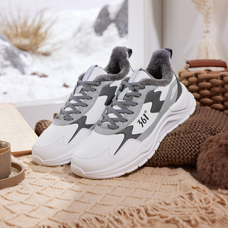 361加绒运动鞋2023冬季皮面男鞋 361度户外跑步鞋