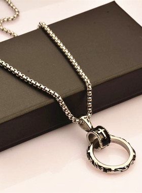 嘻哈项链男士潮牌钛钢吊坠女