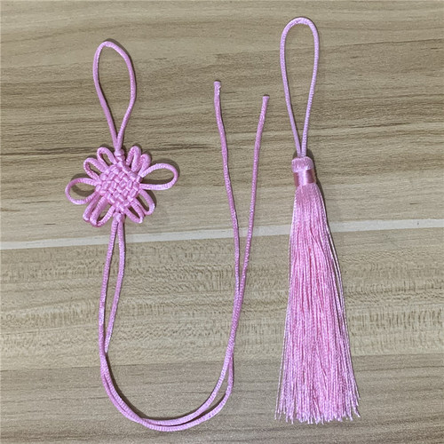 6盘结小号中国结半成品diy手工饰品车挂件流苏穗子红绳编织材料 - 图1